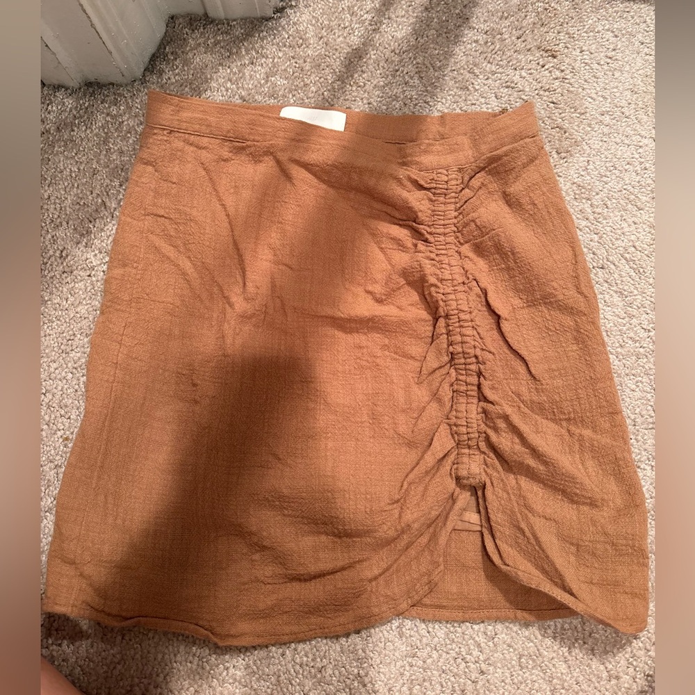 H&M Rust-Tone Ruched Front Midi Skirt